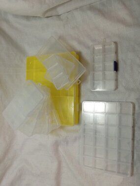 14 storage boxes of different sizes with and wothout sections for DIY craft
